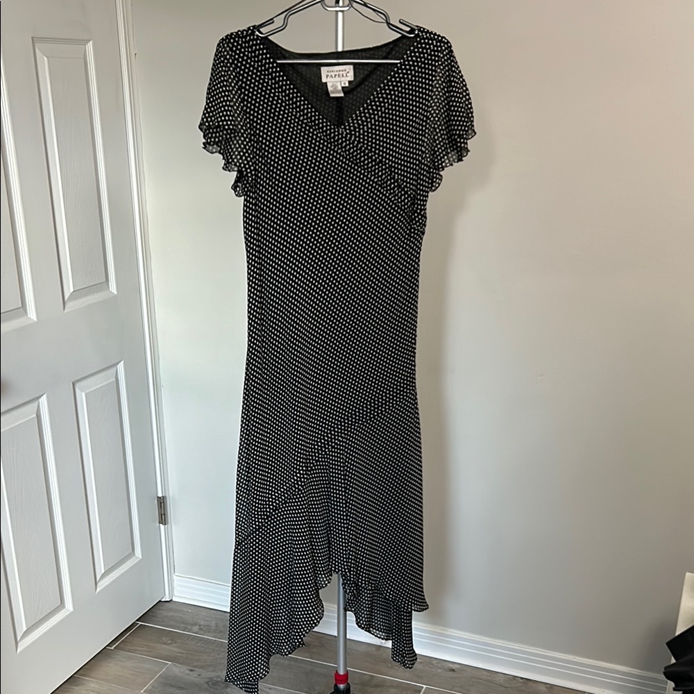 Adrianna Papell Black Sheath Dress with Flutter Sleeves